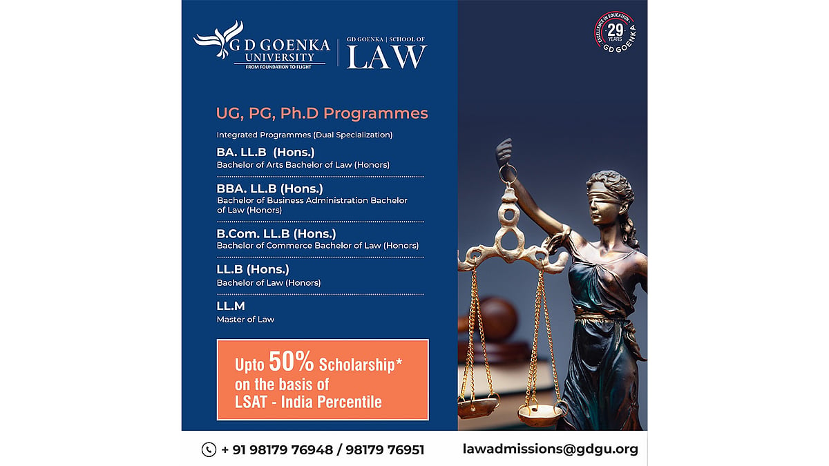 School of Law, GD Goenka University, Gurgaon is offering Admissions Based on LSAT India Exams Score